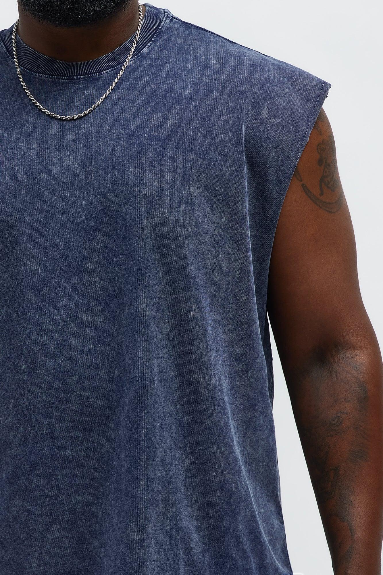 Relaxed Vintage Wash Heavyweight Muscle Tee - Navy Product Image