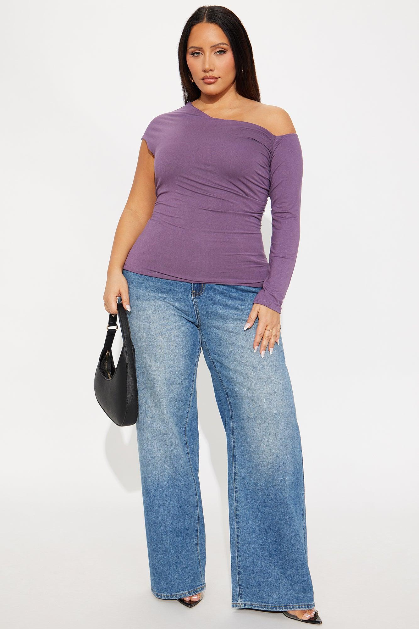 Ashling Ruched Off Shoulder Top - Purple Product Image