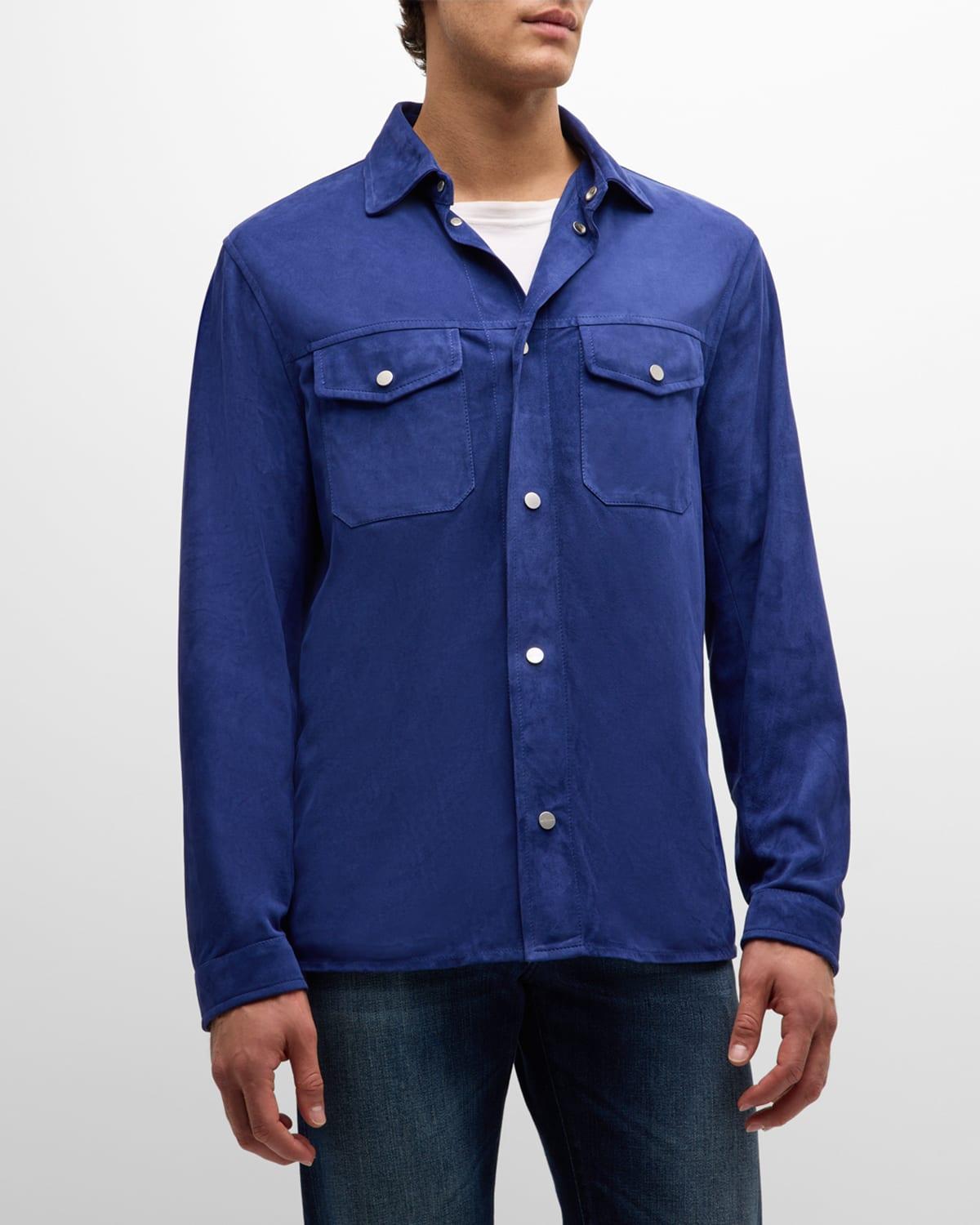 Men's Suede Snap-Front Overshirt Product Image