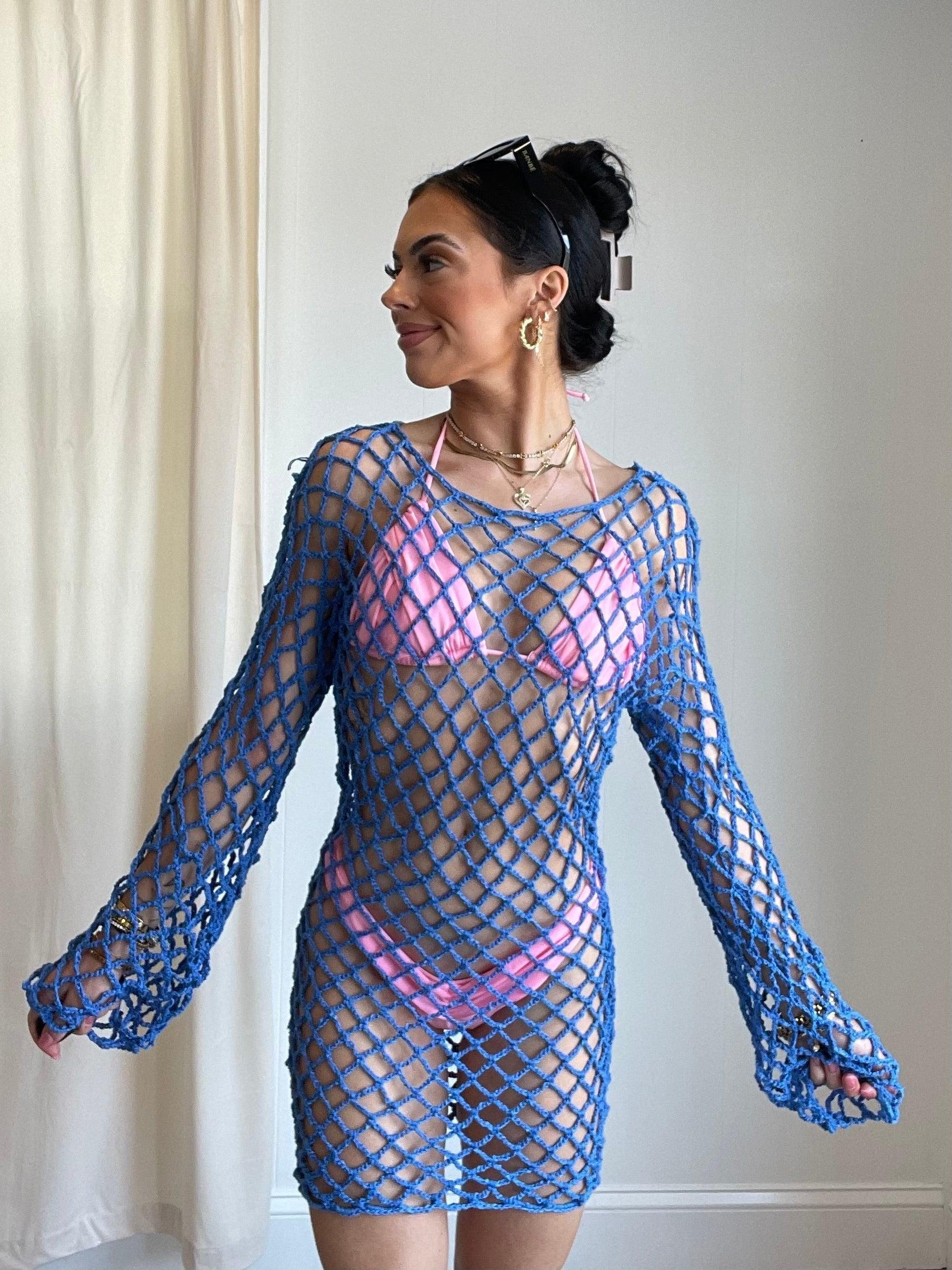 FINAL SALE Cleo Crochet Mini Cover Up Dress Product Image