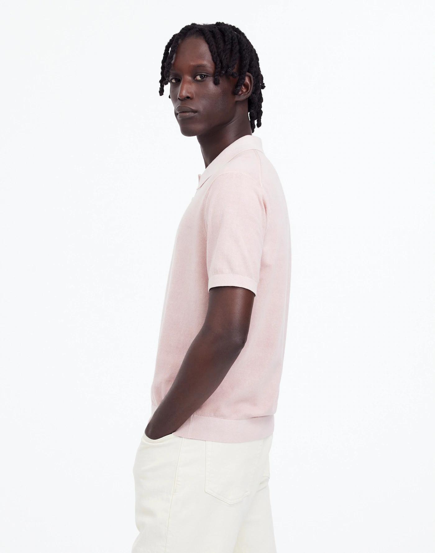 Three-Button Sweater Polo Shirt Product Image