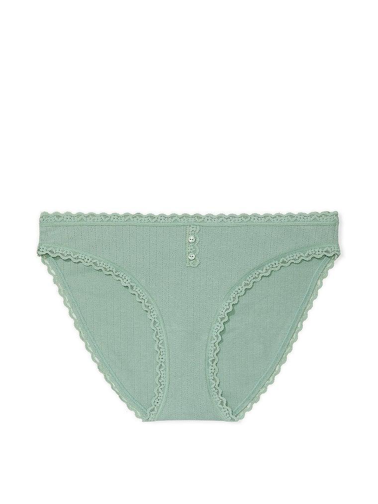 Cotton Pointelle Lace-Trim Bikini Panty Product Image