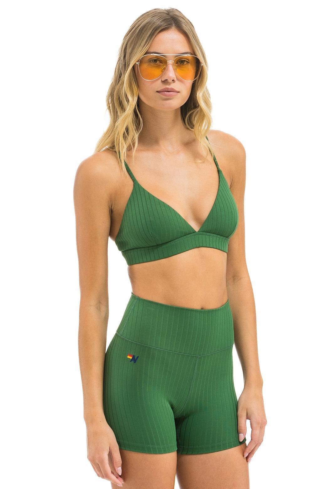 WIDE RIB 4IN HI-RISE BIKER SHORT - PALM Female Product Image