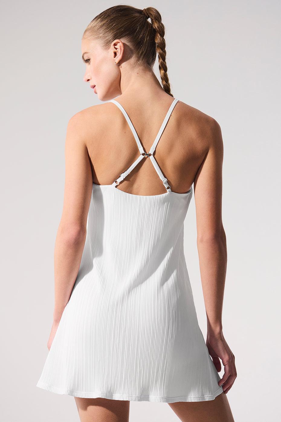 Micro Plisse Game On Tennis Dress - White Product Image