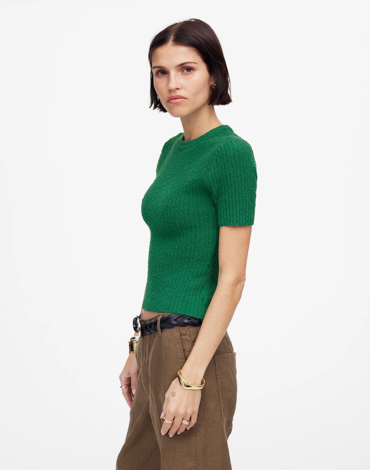 Bouclé-Knit Crewneck Sweater Tee Product Image
