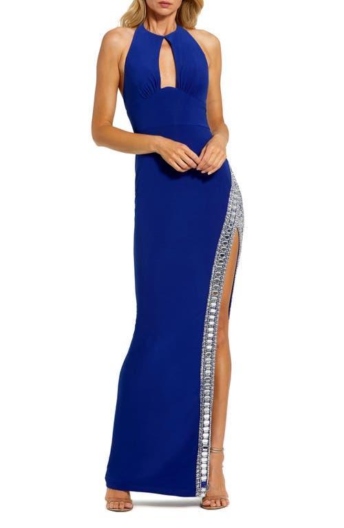 Womens Beaded Jersey Halterneck Gown Product Image