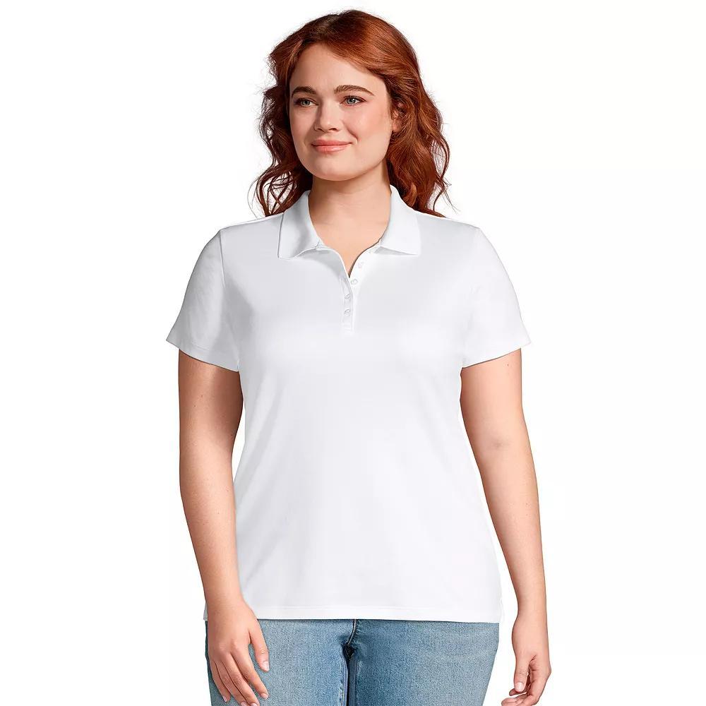 Plus Size Lands' End Supima Cotton Polo Shirt, Women's, Size: 1XL, Black Product Image