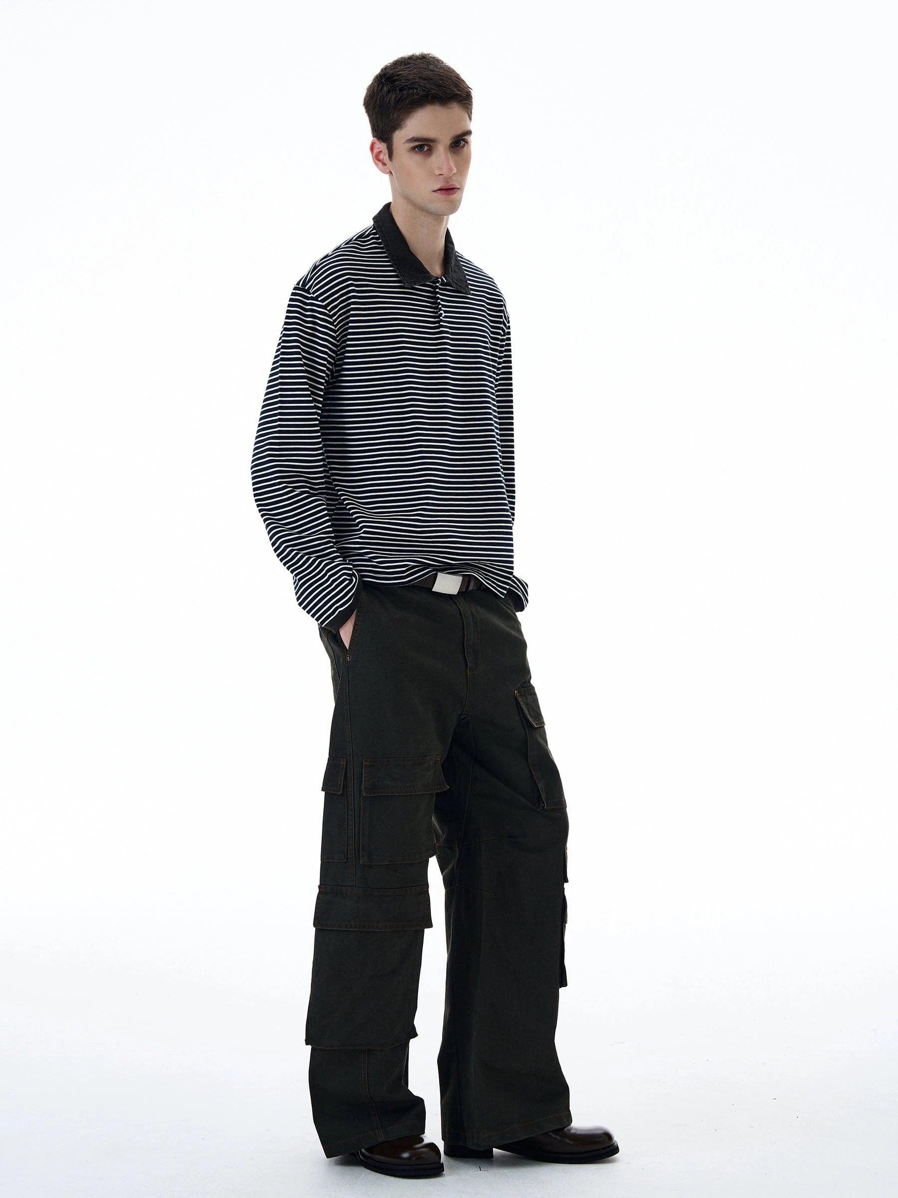 RT No. 20002 DENIM COLLAR STRIPED SWEATER Product Image