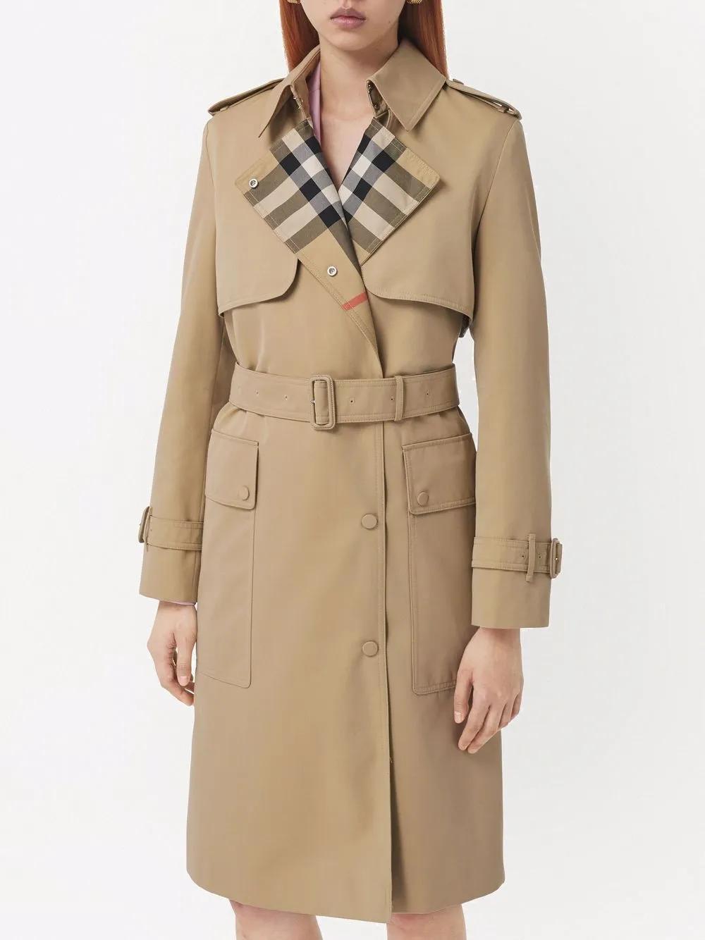 Check Lapel trench coat Product Image