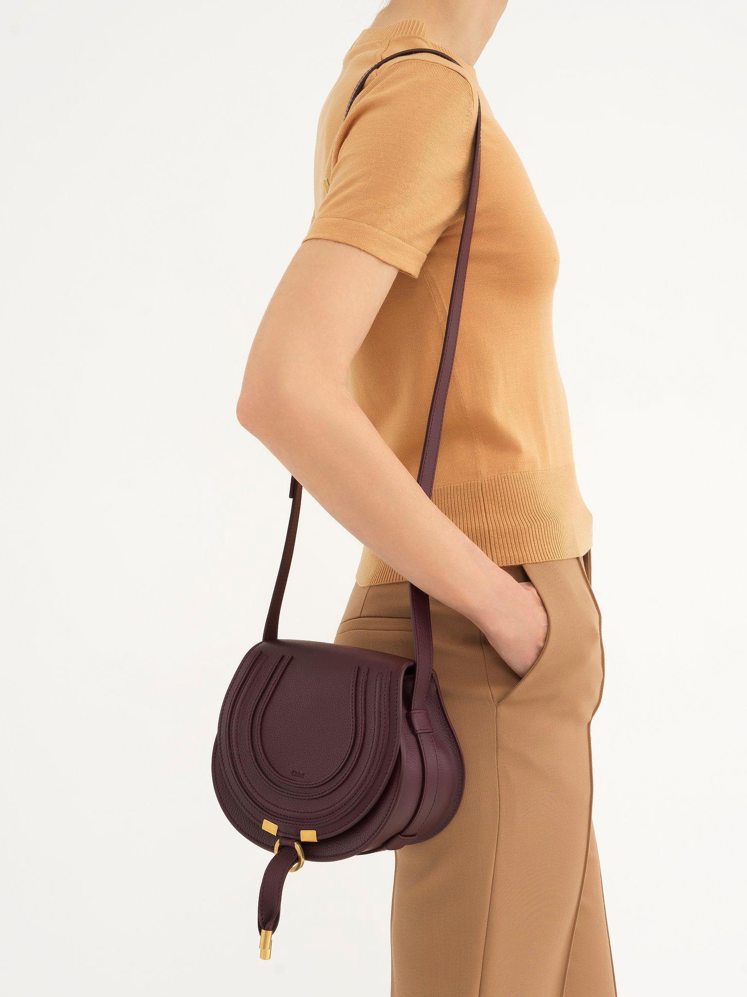 Small Marcie saddle bag in grained leather Product Image