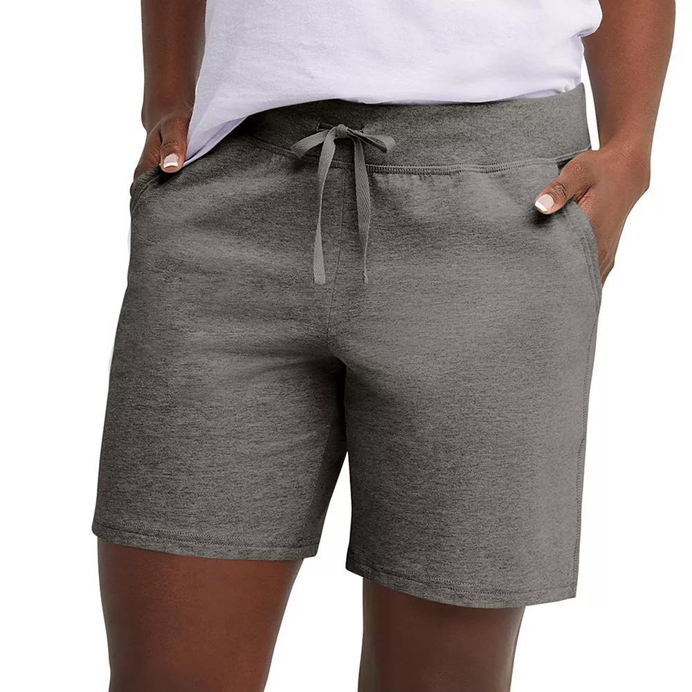Women's Hanes® Jersey Drawstring Shorts, Size: XL, Light Silver Product Image