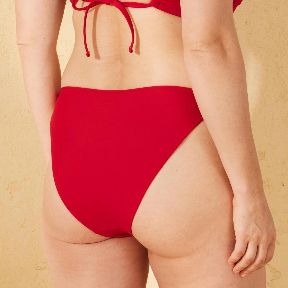 Womens Ring Detail High Leg Extra Cheeky Bikini Bottom - Shade & Shore Red XL: Nylon Spandex Blend, Low Rise, Pull-On Style Product Image