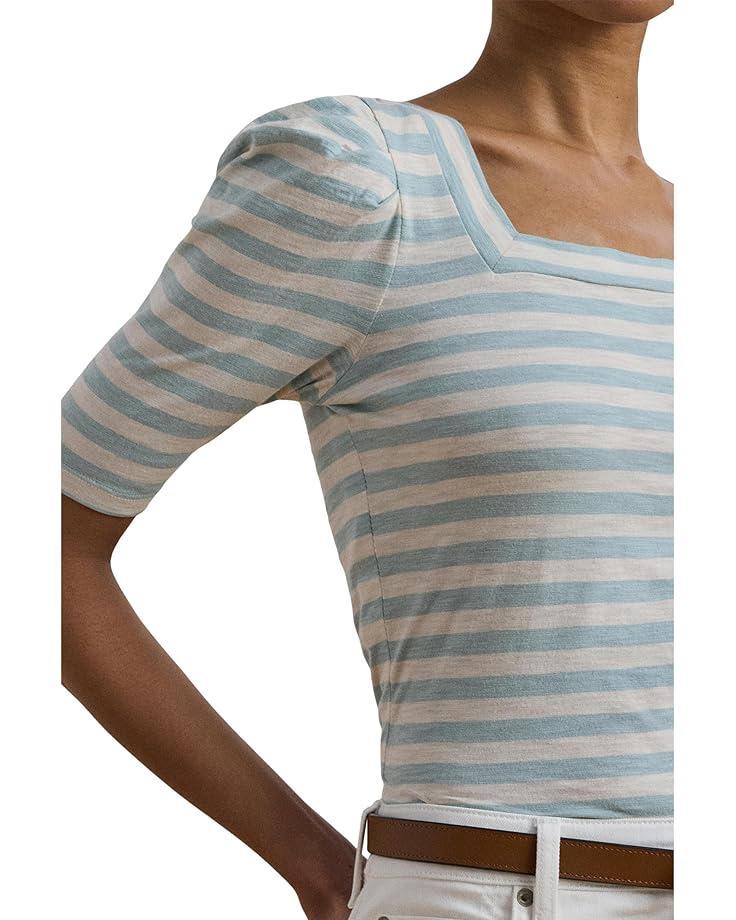 Floral Stretch Cotton Boatneck Tee Product Image