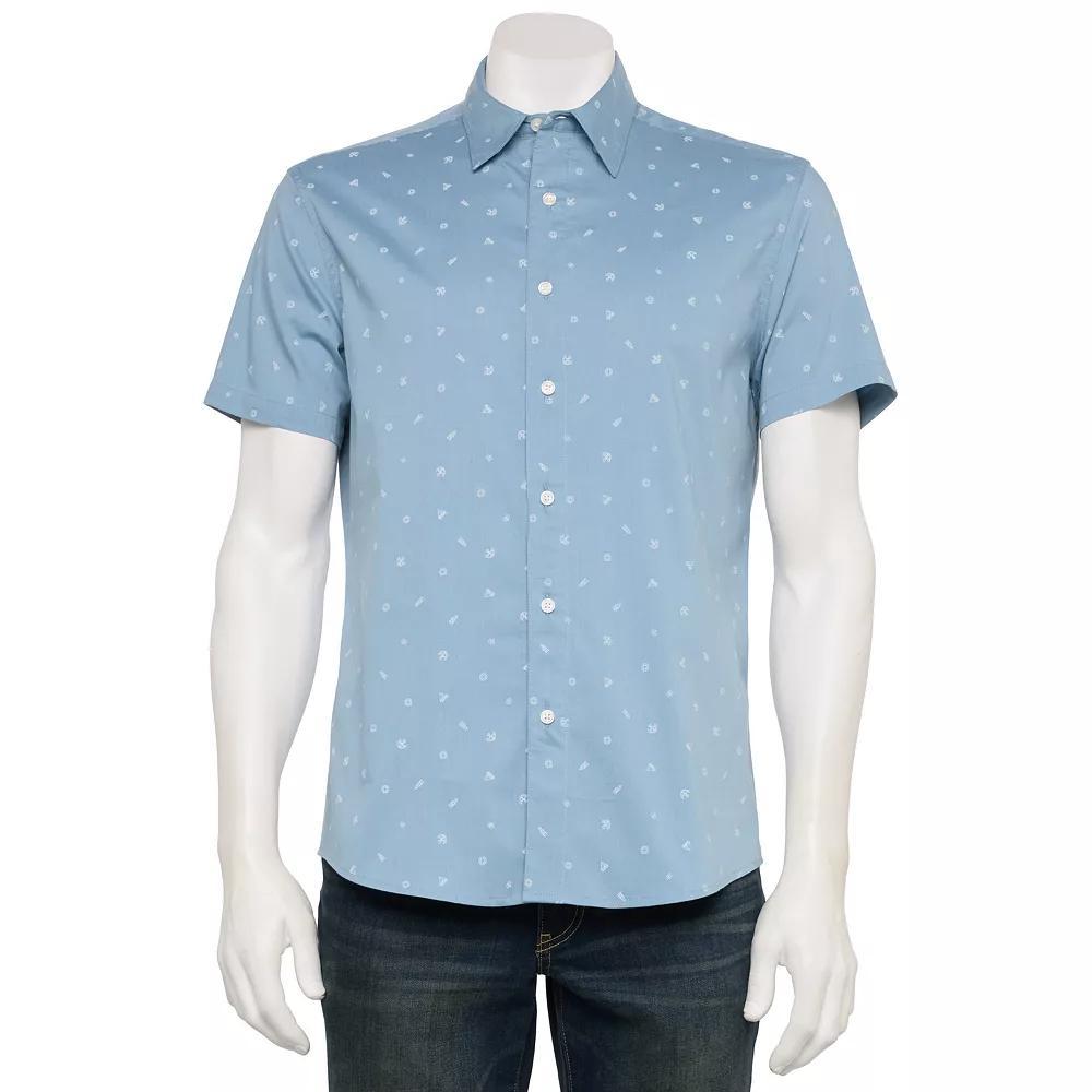 Men's Sonoma Goods For Life® Adaptive Short Sleeve Performance Button-Down Shirt, Size: XL, Nautical Lt Blue Product Image