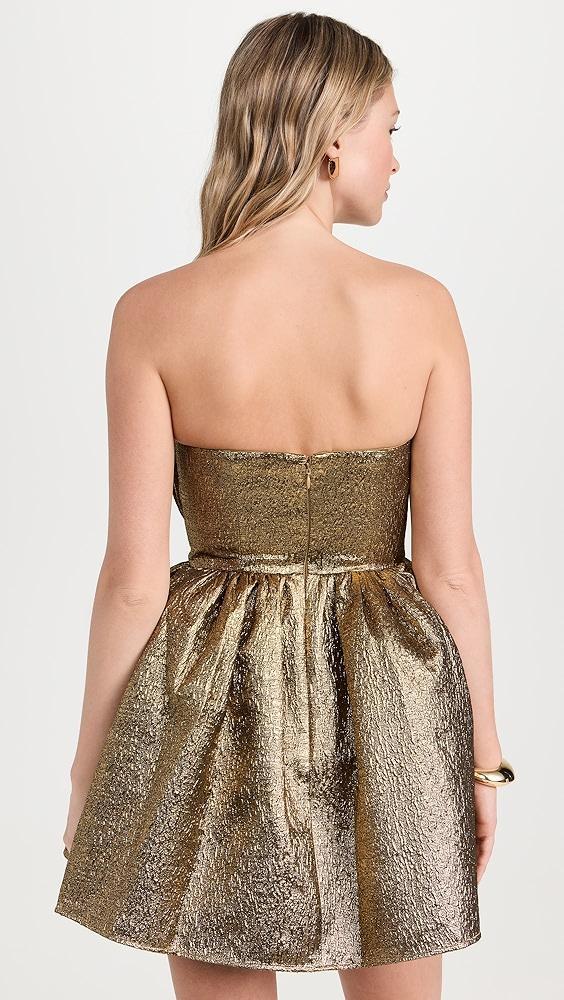 Self Portrait Gold Metallic Jacquard Mini Dress | Shopbop Product Image