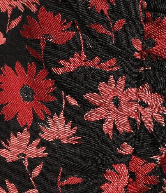 Sugarlips Floral Jacquard Off The Shoulder Neck Short Sleeve Coordinating Cropped Top Product Image