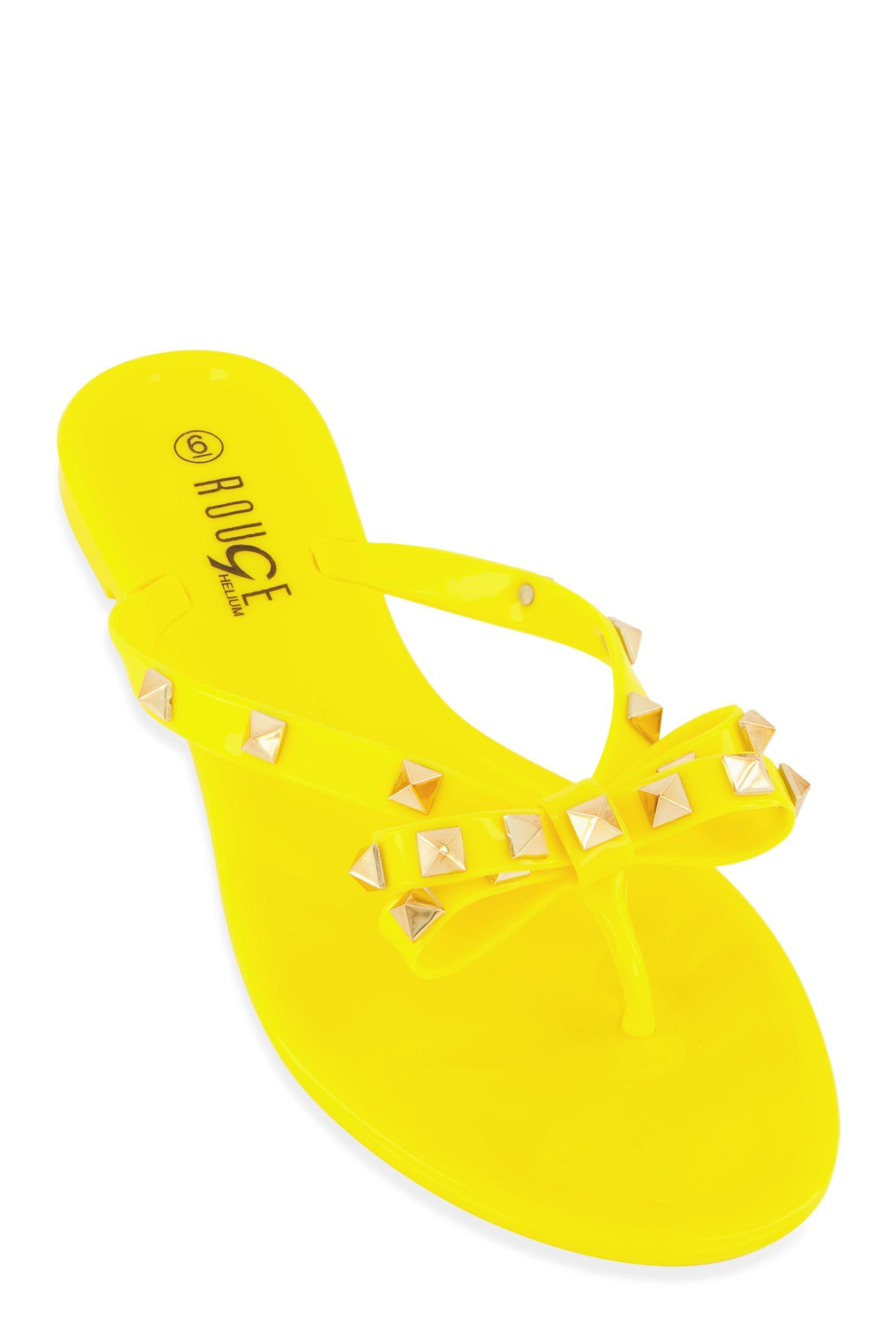 Womens Bow Studded Jelly Thong Slide Sandals Product Image