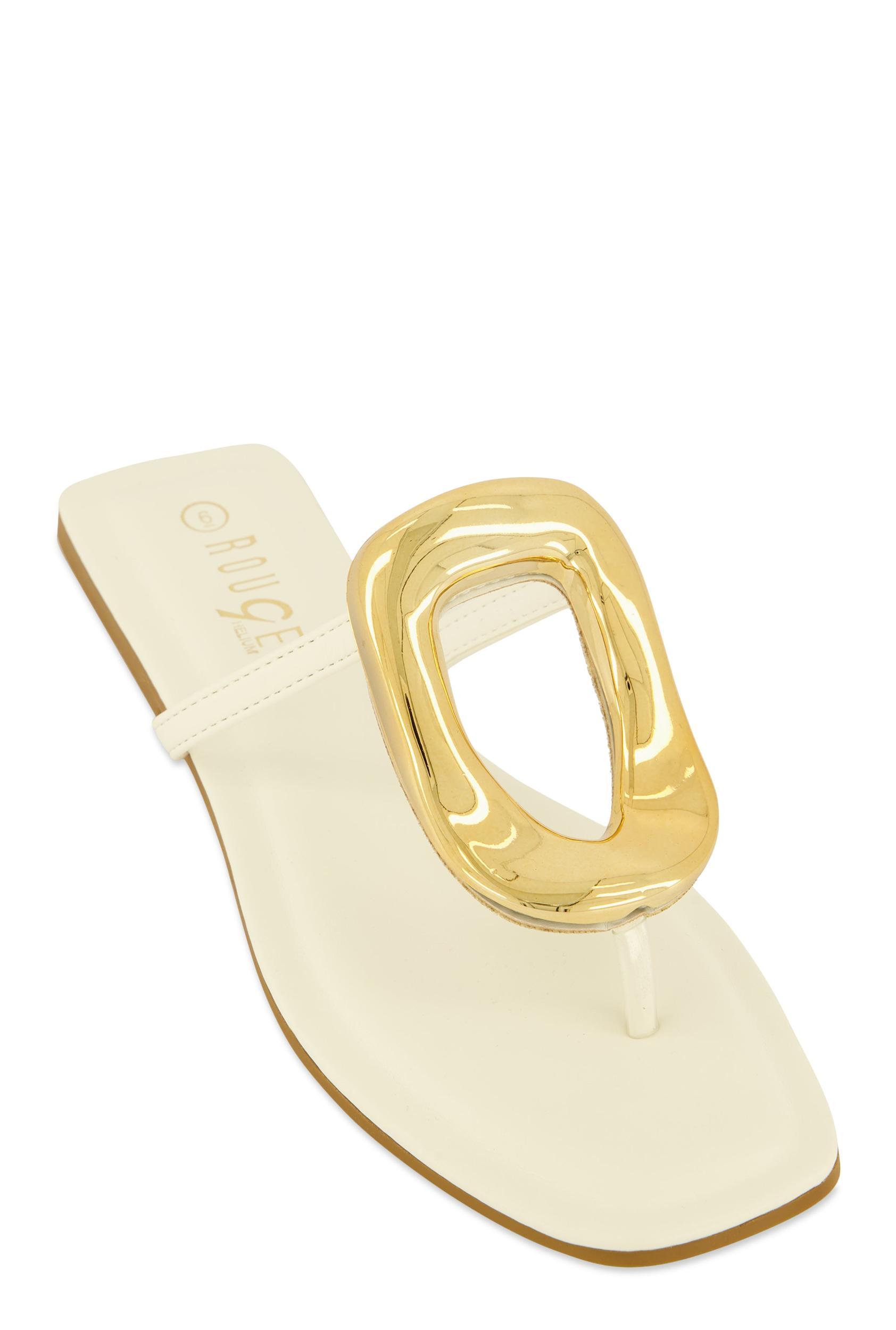 Womens Metallic Pendant Thong Slide Sandals Product Image