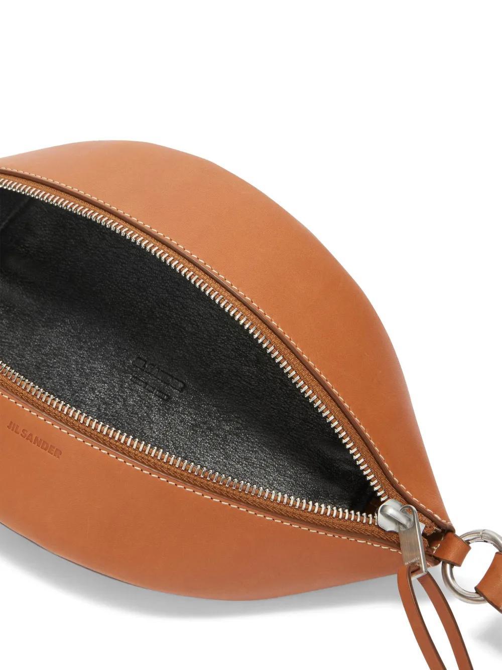 JIL SANDER Logo-debossed Leather Belt Bag In Brown Product Image