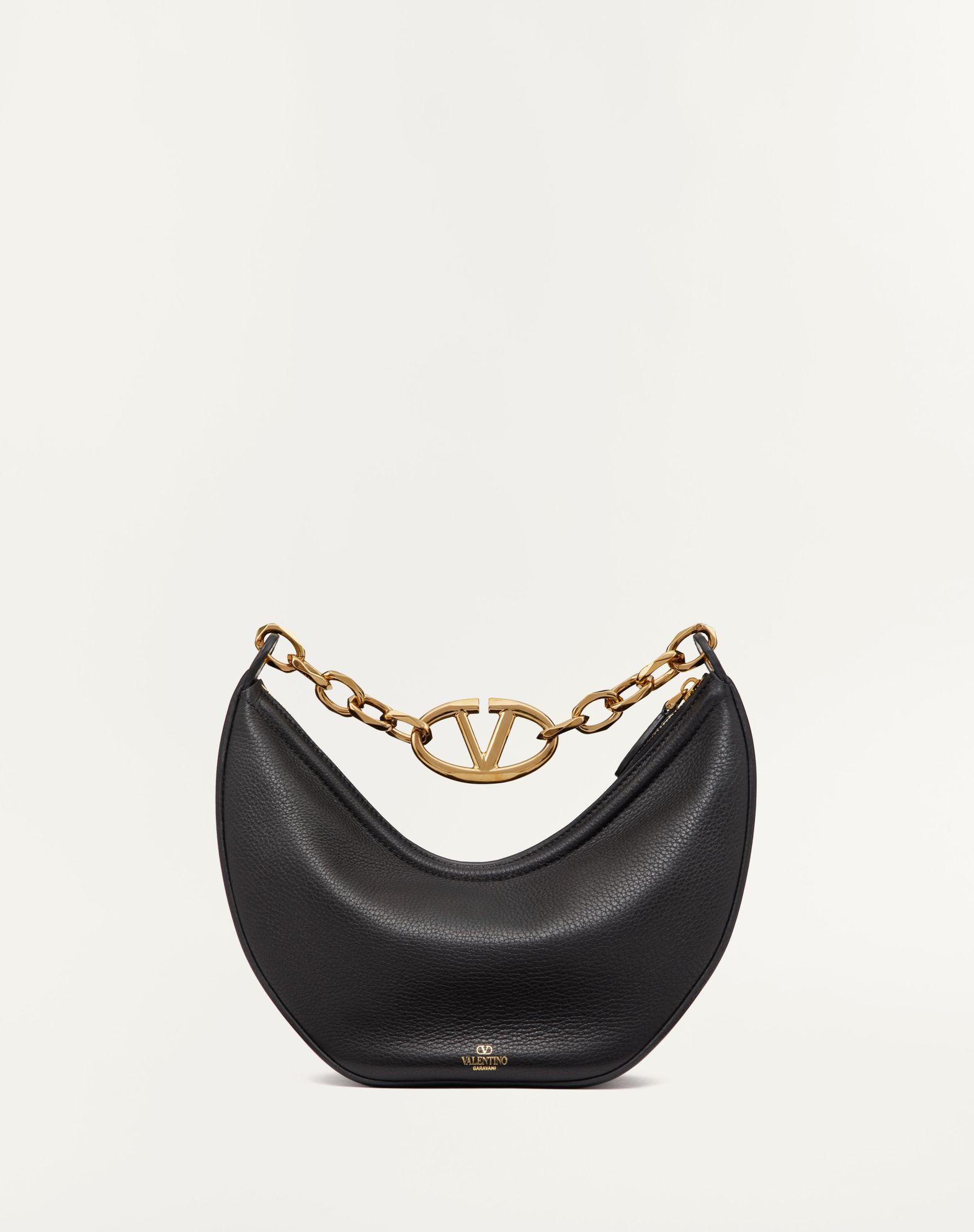 Small Vlogo Moon Hobo Bag In Grainy Calfskin With Chain Product Image