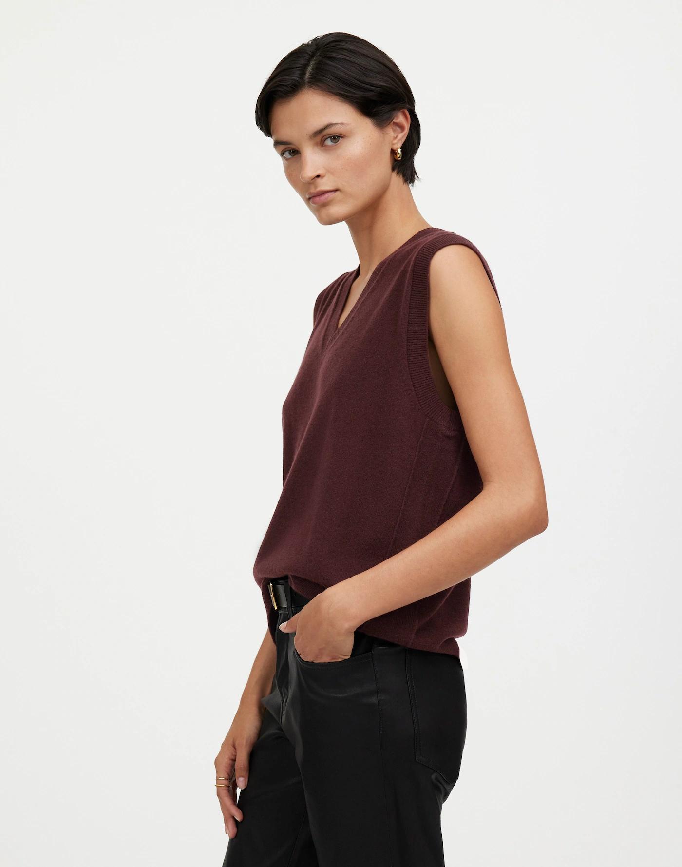 Cashmere V-Neck Sweater Vest Product Image