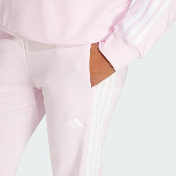 Women's adidas Essentials 3-Stripes French Terry Cuffed Sportswear Pants, Size: Small, Clear Pink White Product Image