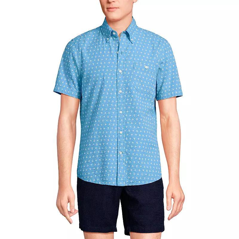 Mens Lands End Button-Down Seersucker Shirt Product Image