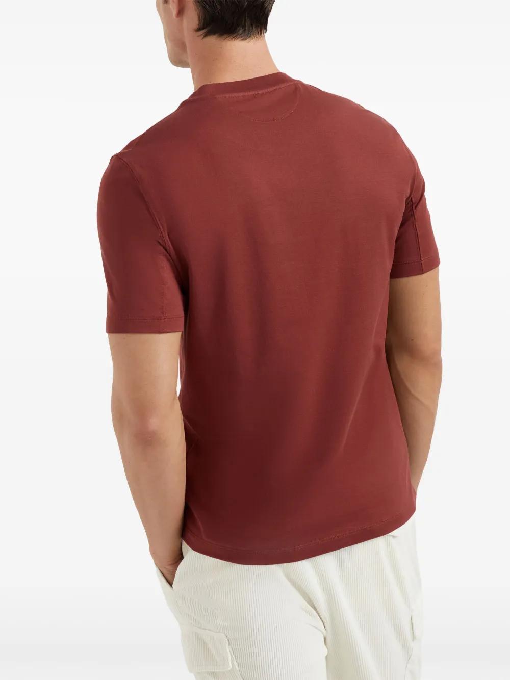 BRUNELLO CUCINELLI Logo-print Cotton T-shirt In Red Product Image