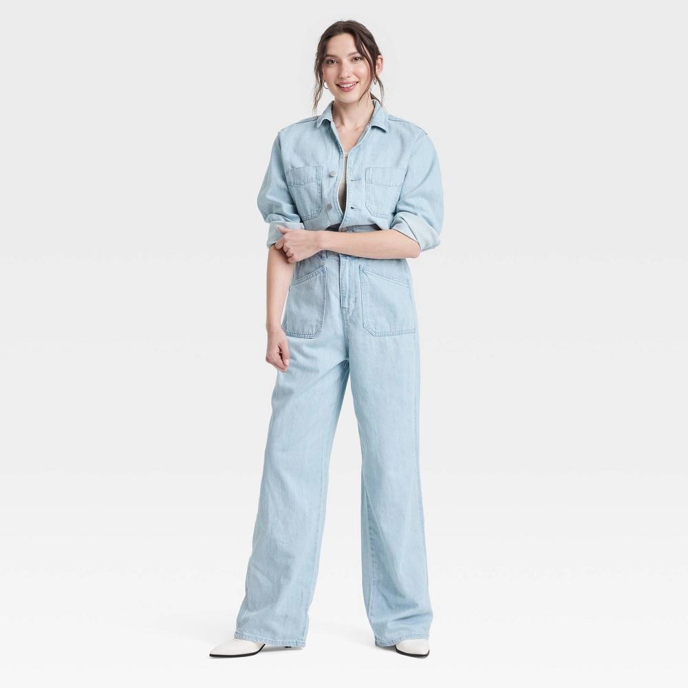Womens Baggy Jumpsuit - Universal Thread Light Wash 10: Front & Back Pockets, Belt Loops Product Image