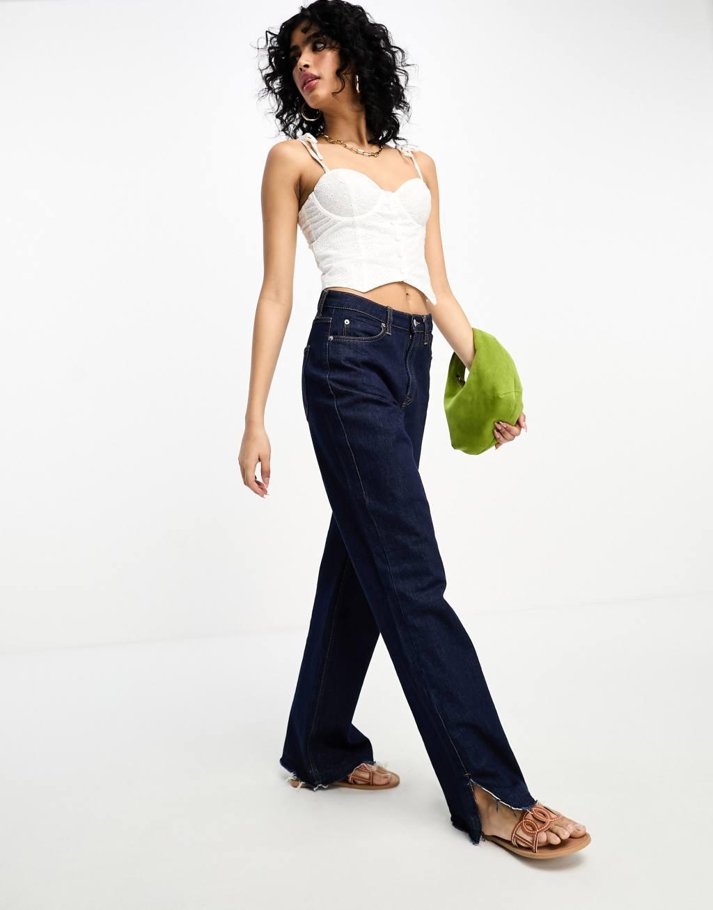 NA-KD x Chloe Schuterman eyelet corset top Product Image