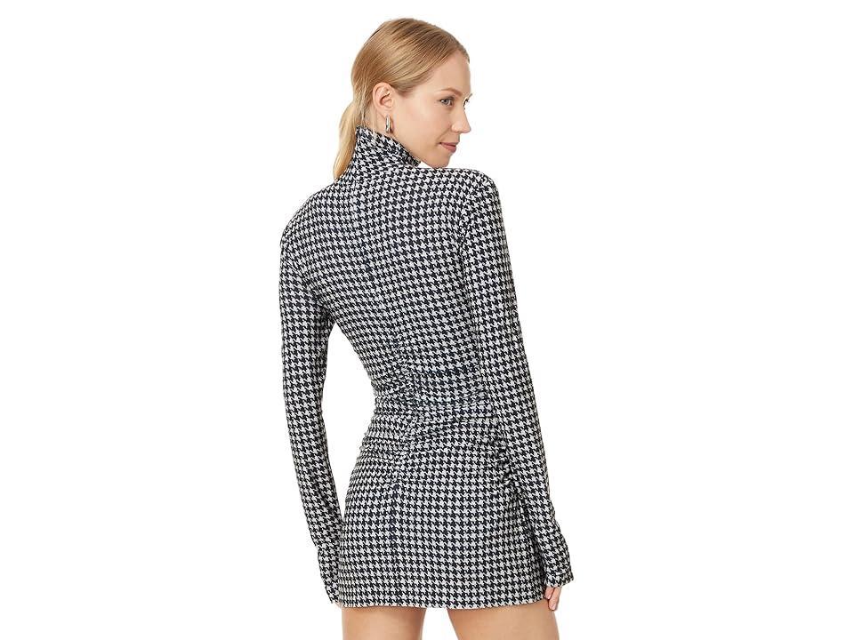 Norma Kamali Long Sleeve Turtleneck Pickleball Dress (Large Houndstooth) Women's Dress Product Image