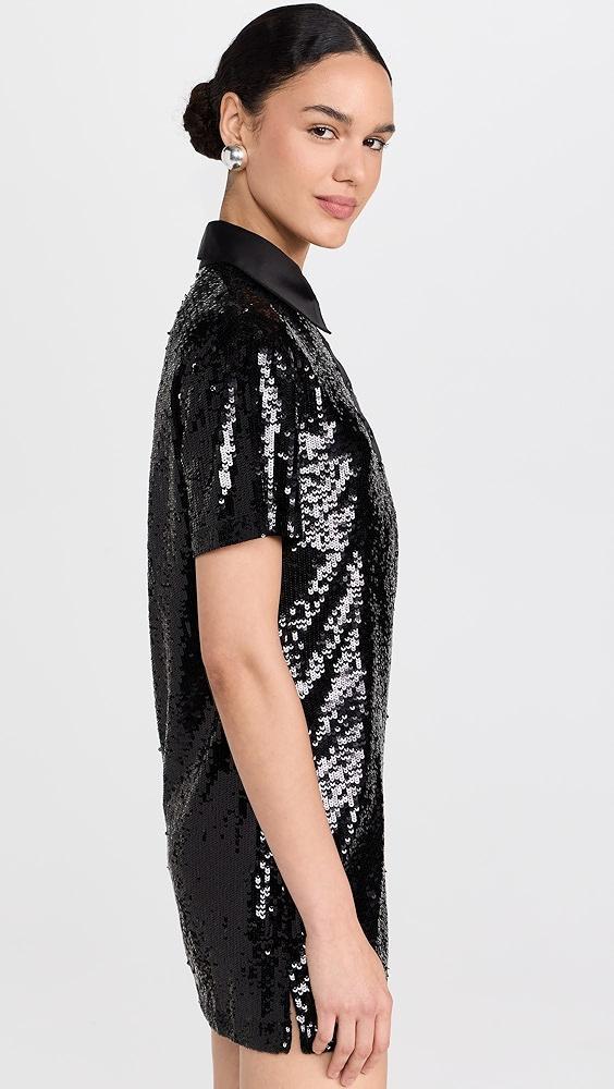 alice + olivia Treva Sequin Boxy Oversized Polo Dress | Shopbop Product Image