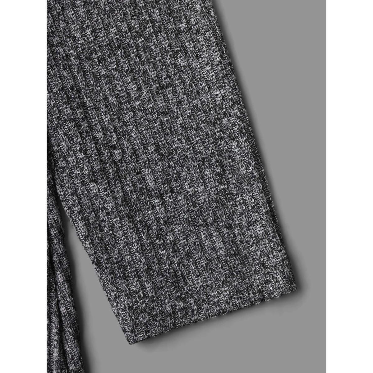 Plus Size Crew Neck HeatherRibbed Knit Dress DimGray Women Casual Button Knit Dresses Bloomchic 28/5X Product Image