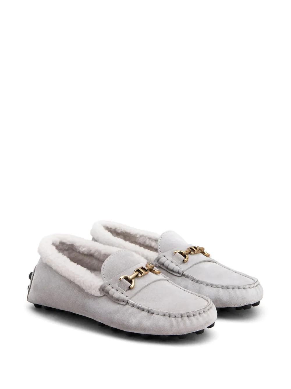 TOD'S Logo-plaque Suede Loafers In Grey Product Image