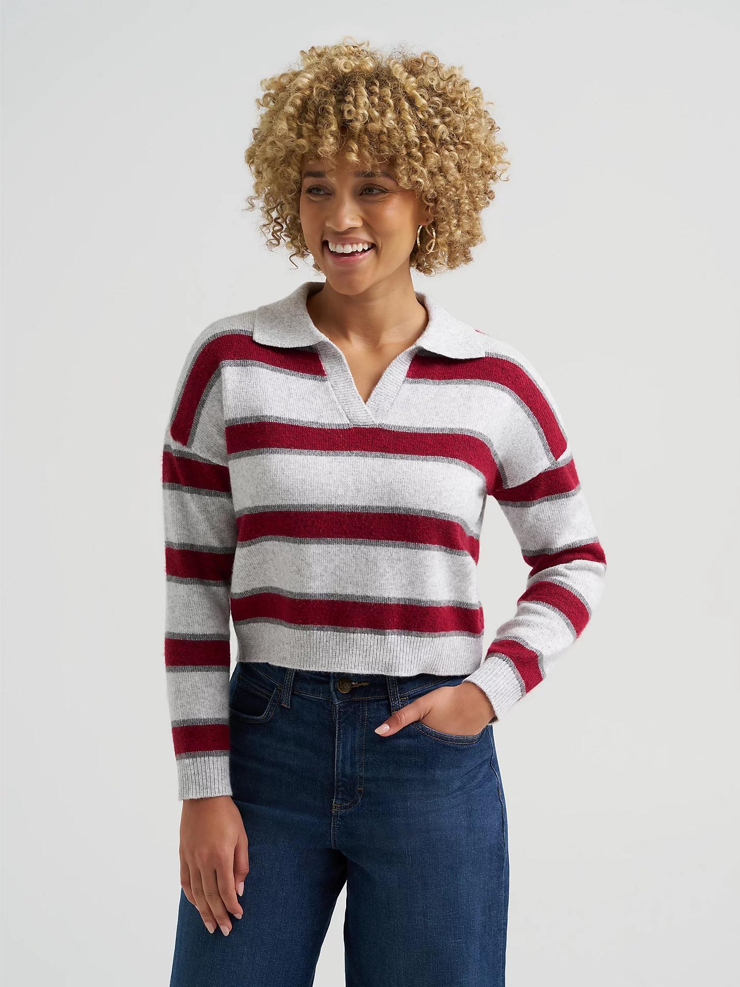 Women's V-Neck Stripe Sweater | Women's Tops & Tees | Lee® Product Image