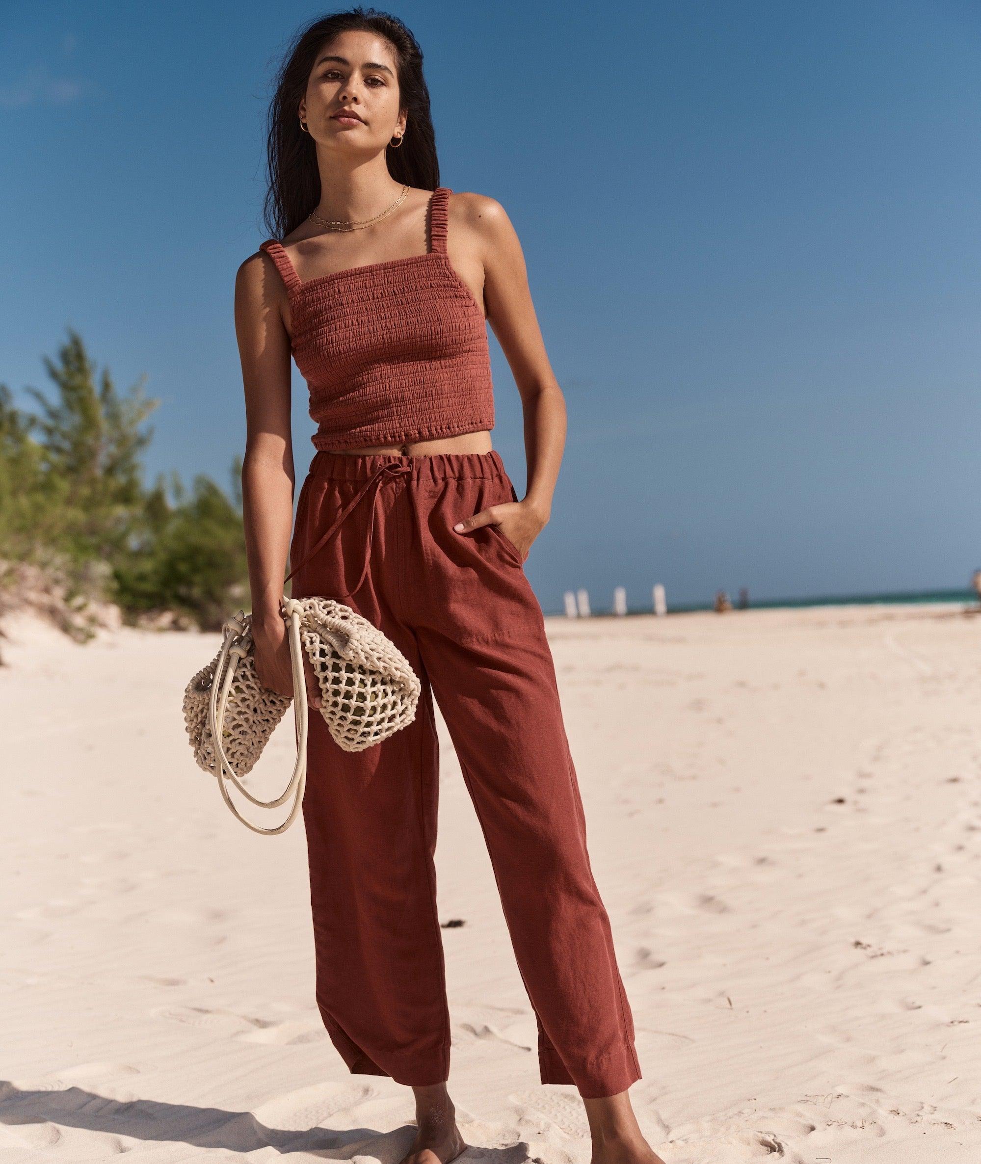 Linen Drawstring Straight Leg Pant Product Image