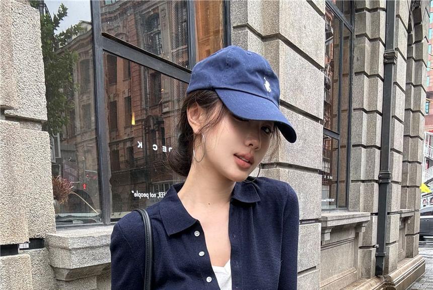 Mock Two-Piece Long-Sleeve Two Tone Knit Polo Shirt Product Image