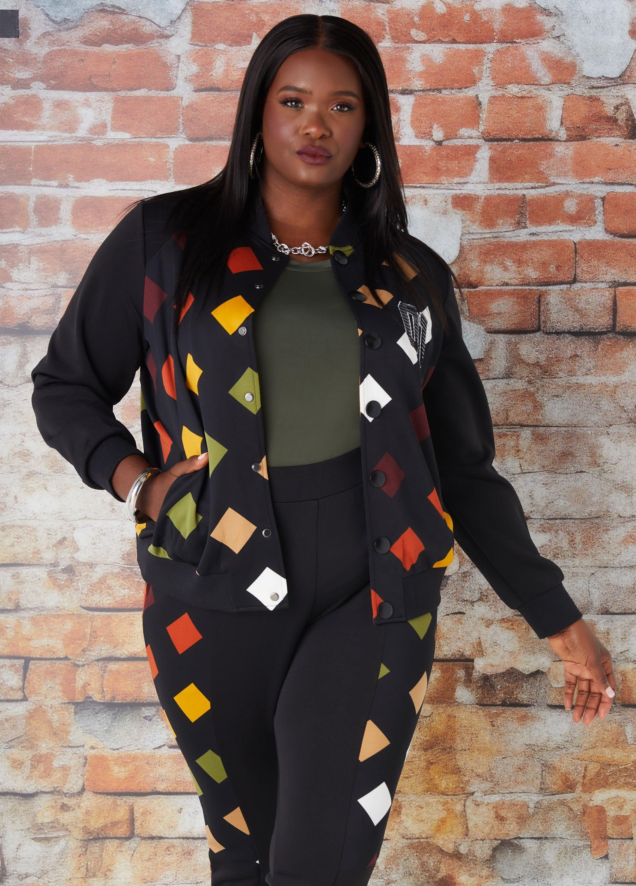 Plus Size Checked Paneled Leggings Ashley Stewart Product Image