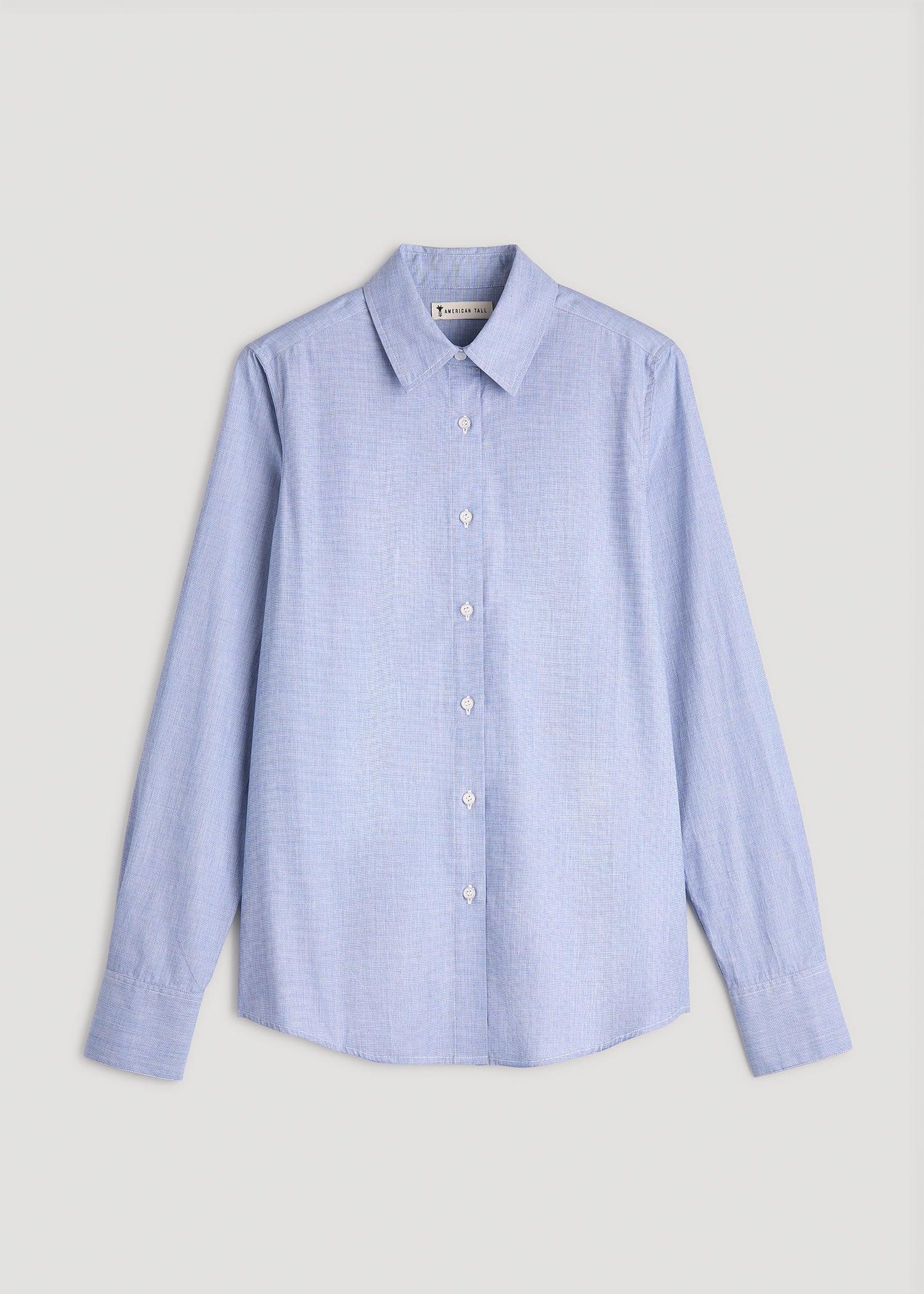 Tall Women's Regular Fit Dress Shirt in Chambray Blue Product Image