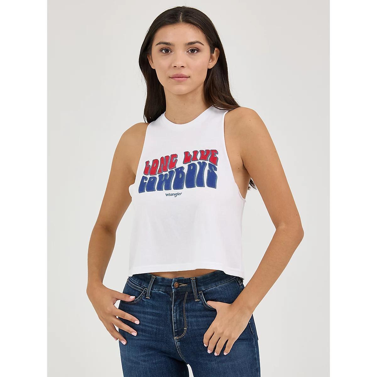 Women's Wrangler Festival Crop Graphic Tank in Antique White Product Image