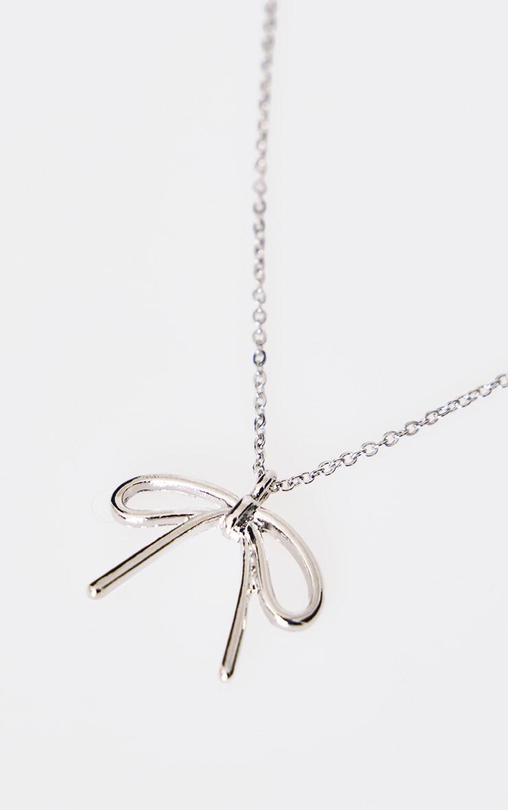 Silver Delicate Bow Necklace Product Image