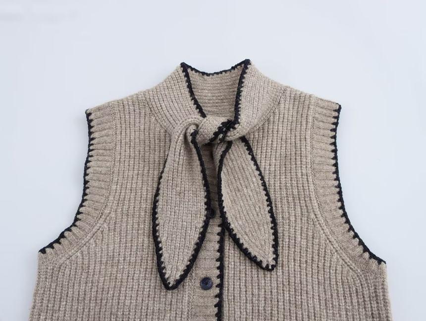 Bowknot Button-Up Sweater Vest Product Image