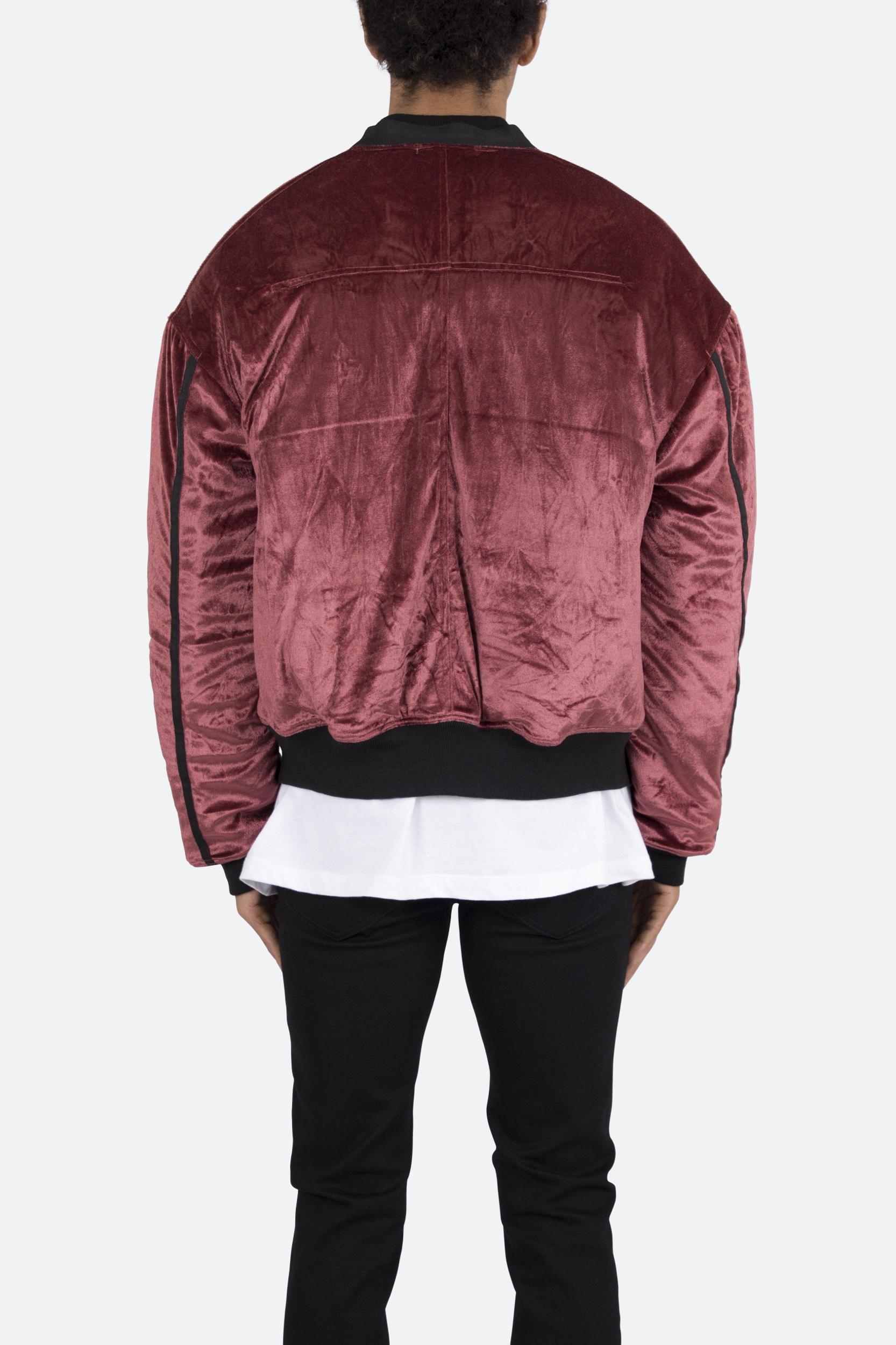 Velour Bomber Jacket - Burgundy Product Image