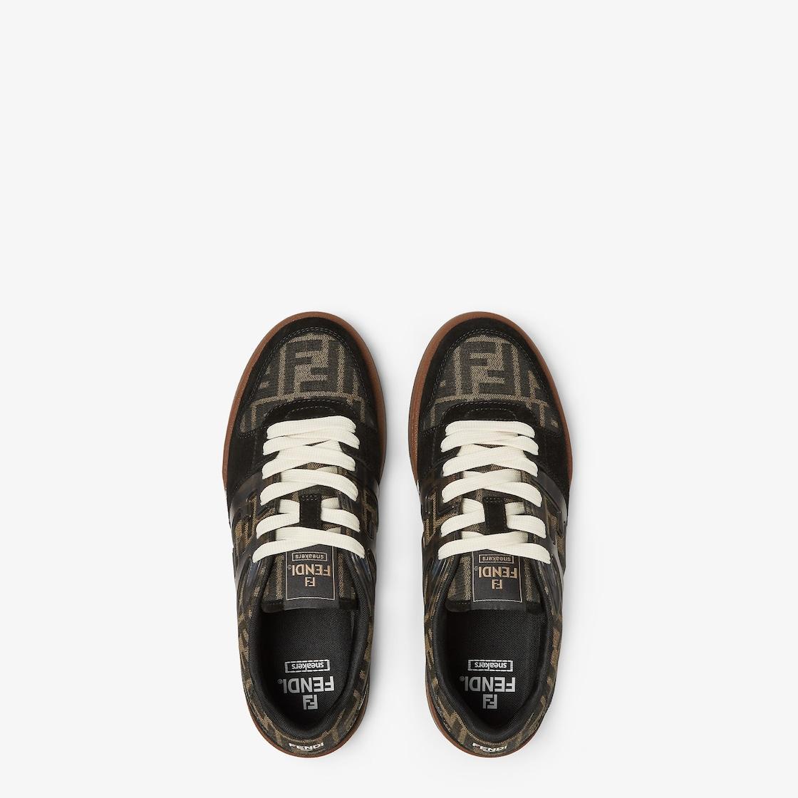 Fendi Match SneakersBrown FF jacquard and black suede fabric low-tops Product Image
