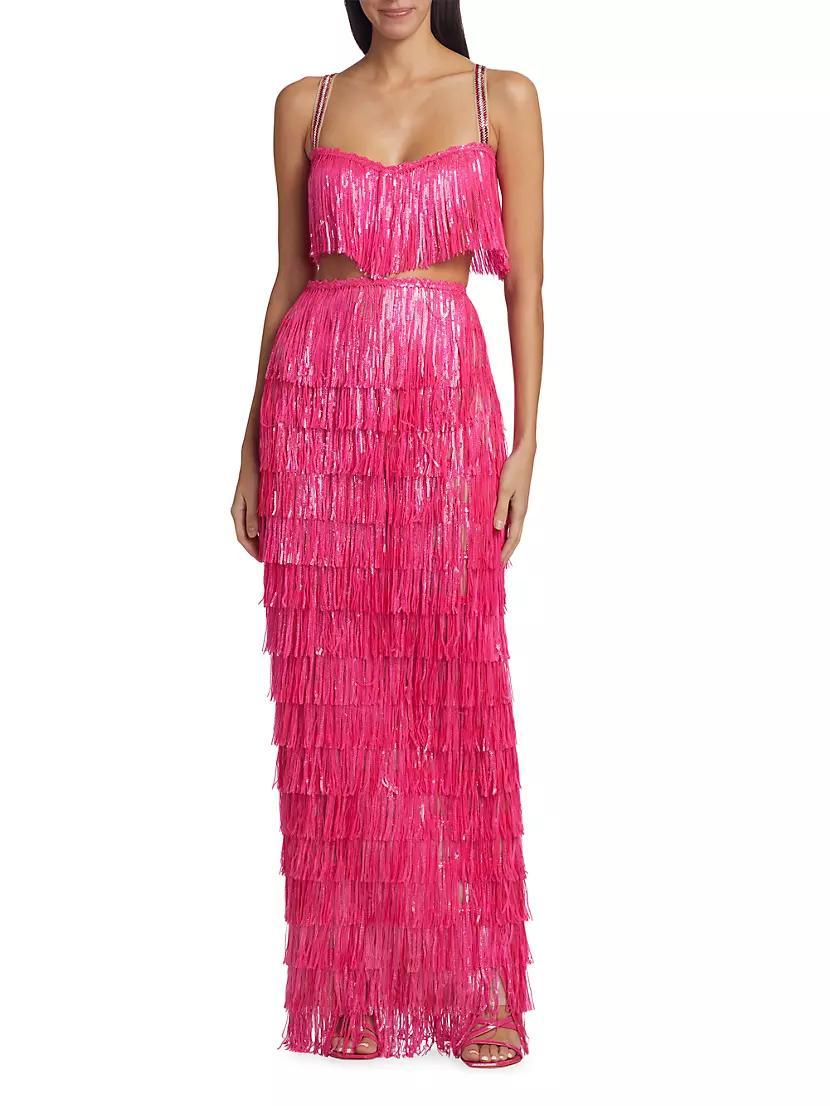 Sequin Fringe Two-Piece Skirt Set Product Image