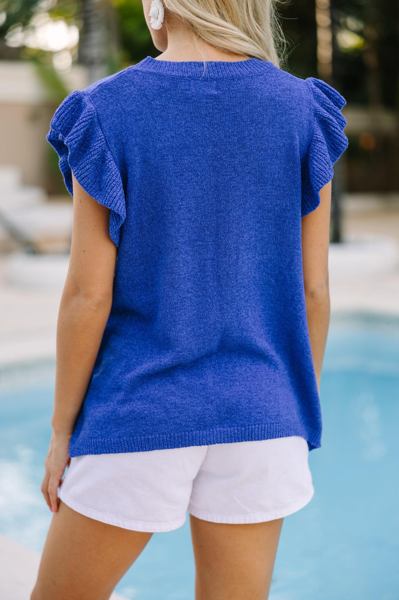 Certain Joy Royal Blue Knit Top Female Product Image