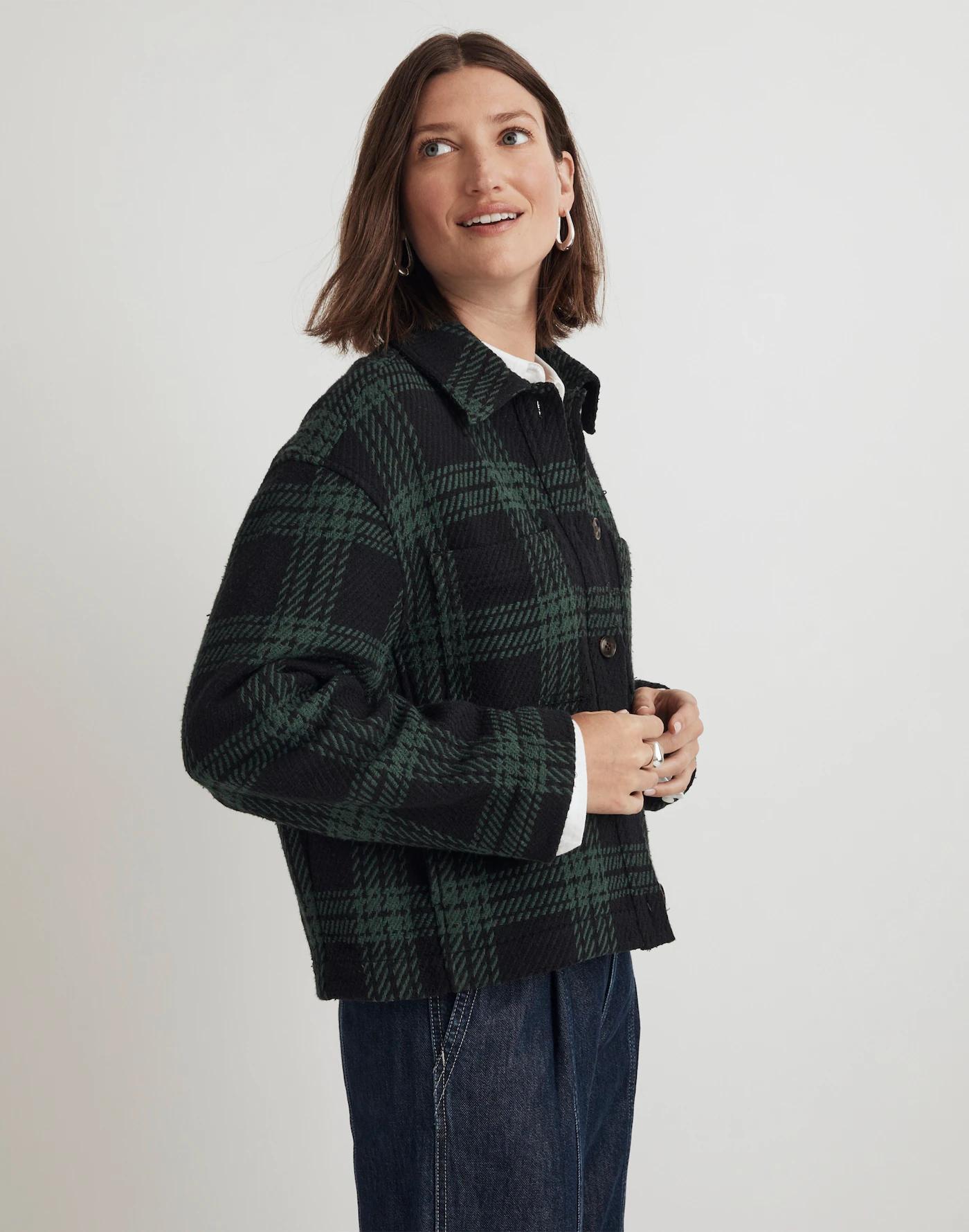 Flannel Boxy Shirt-Jacket in Plaid Product Image