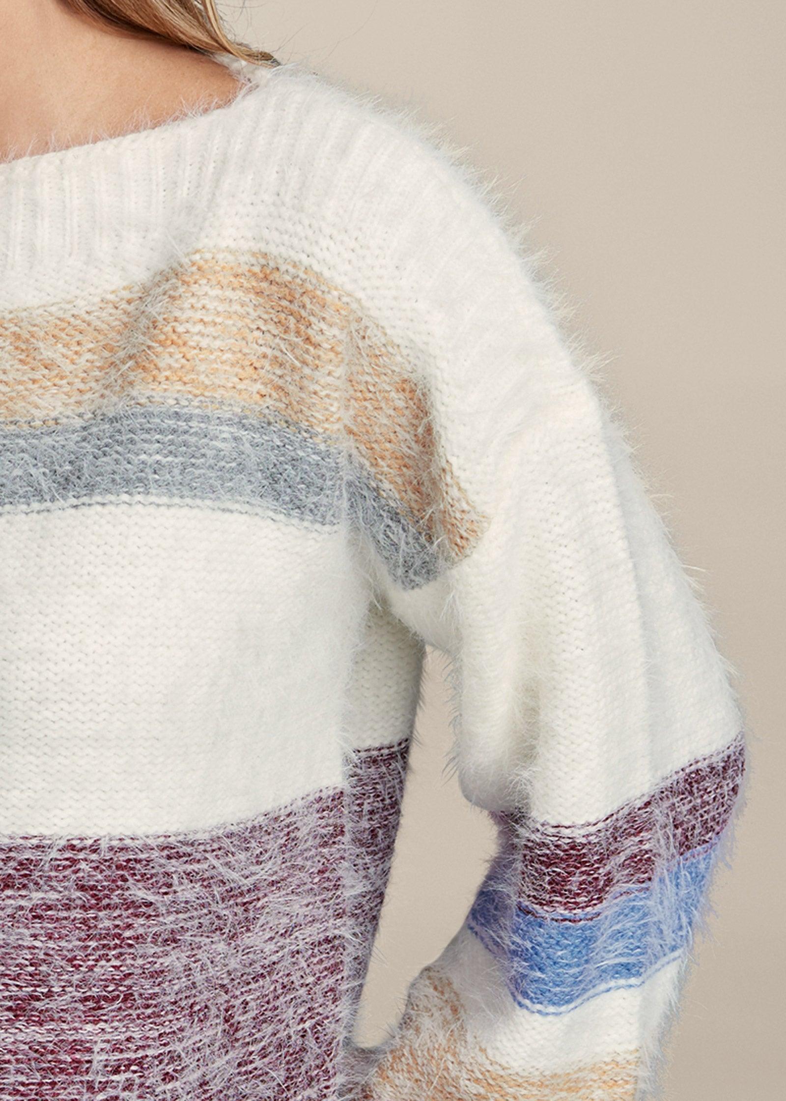 Striped Eyelash Sweater - White Multi Product Image