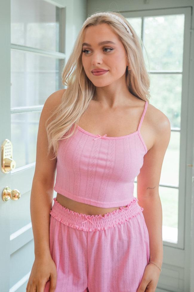 At This Time Pink Pointelle Lounge Cami and Cardigan FINAL SALE Product Image