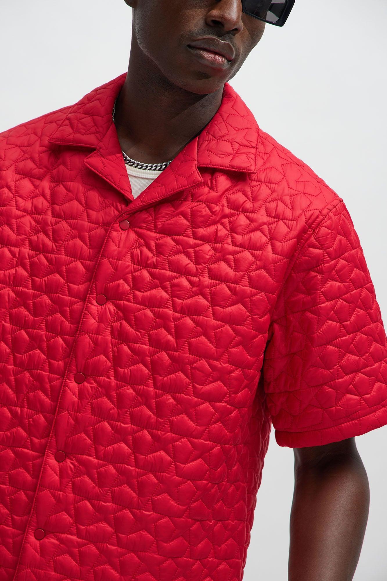 Attucks Quilted Nylon Shirt - Red Product Image